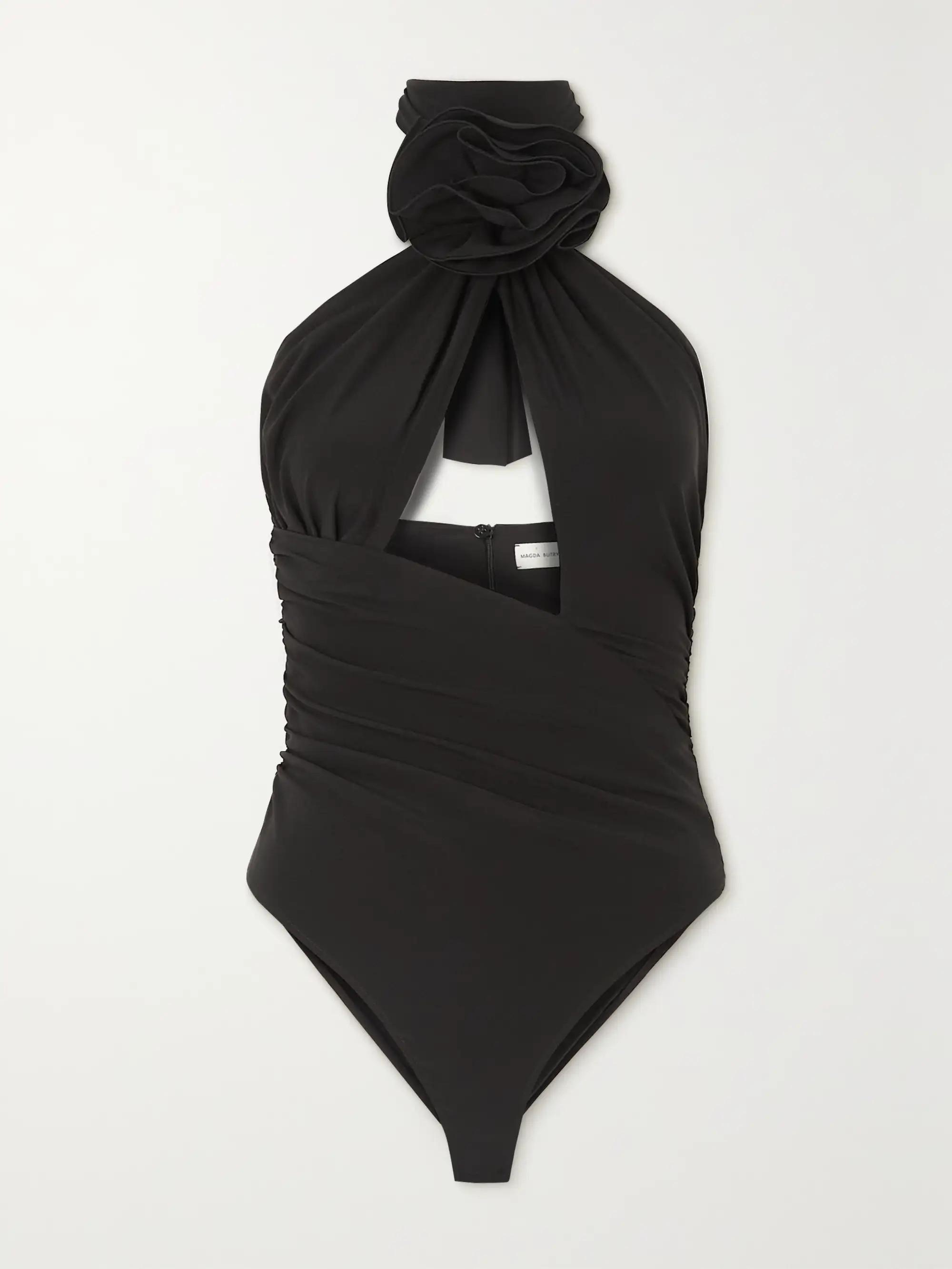 Black Cutout embellished stretch-crepe halterneck bodysuit | MAGDA BUTRYM | NET-A-PORTER | NET-A-PORTER APAC