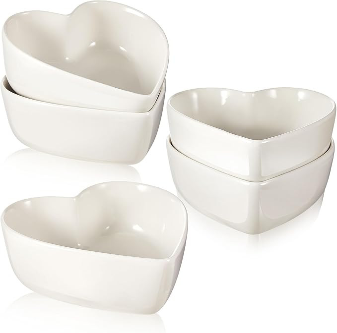 Skylety 4 Pcs Heart Shaped Bowls 5. 5" l x 5. 7" w x 2" h Valentine Ceramic Dessert Bowls Salad K... | Amazon (US)