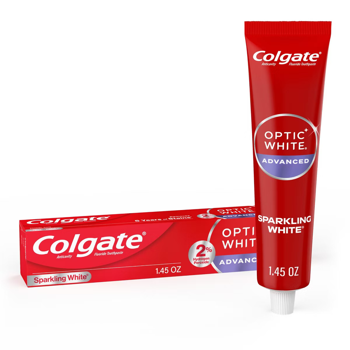 Colgate Optic White Advanced Whitening Toothpaste with Fluoride, 2% Hydrogen Peroxide - Sparkling... | Target