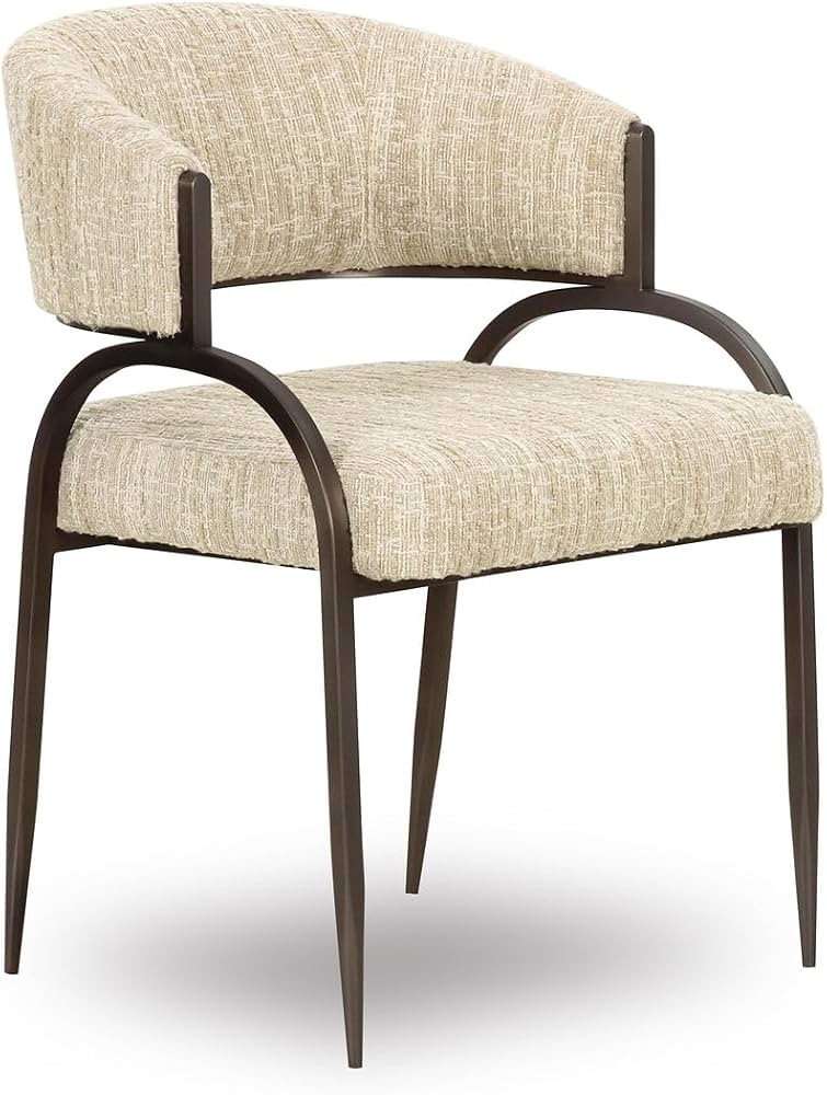 First of a Kind Dining Chair in Taupe - Antique Bronze Frame, Textured Liquid-Repellent Fabric - ... | Amazon (US)