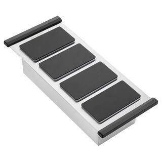 LedgeFit Stainless Steel Ice Chilled Condiment Tray with Black Composite Covers for Workstation Sinks | The Home Depot