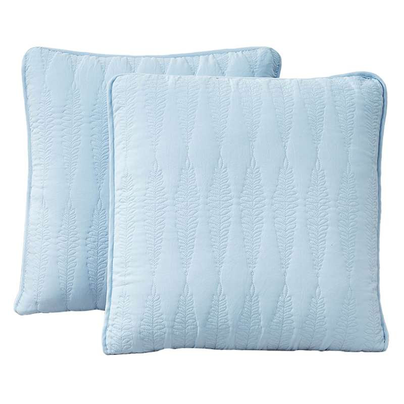 Providence 2-Pack Light Blue Embroidered Washed Microfiber Throw Pillows, 18" | At Home