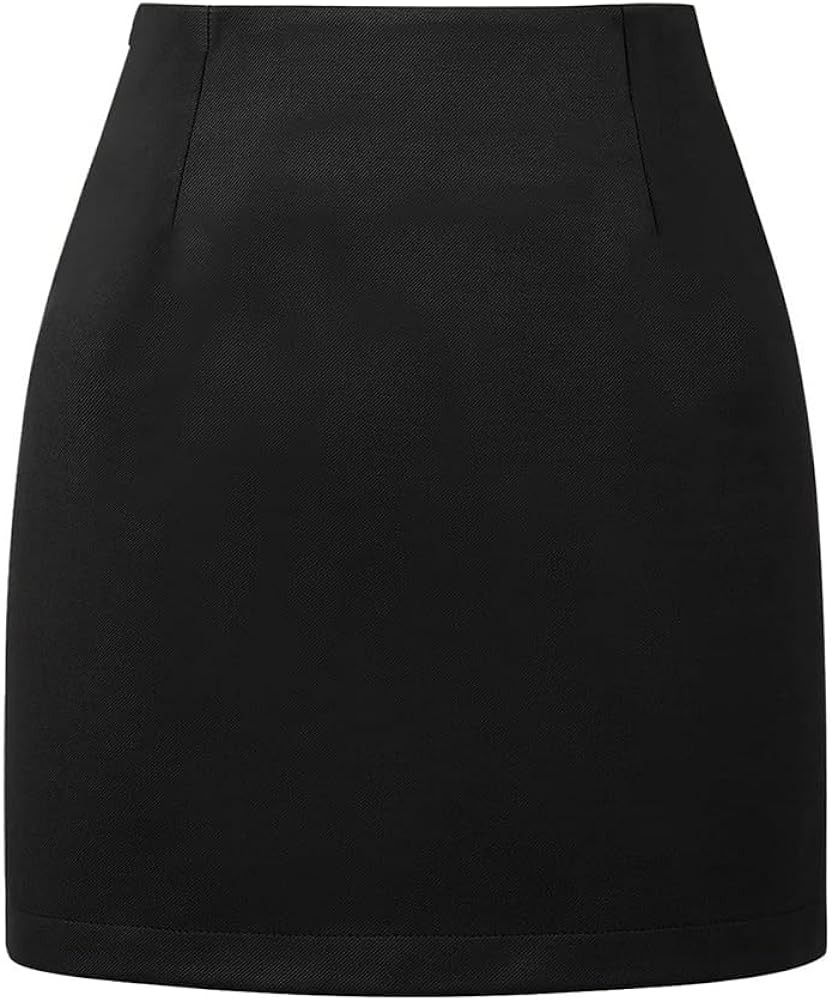 Kinghua Womens Wool Plaid Mini Skirt Fall Winter High Waisted Bodycon Pencil Skirt | Amazon (US)