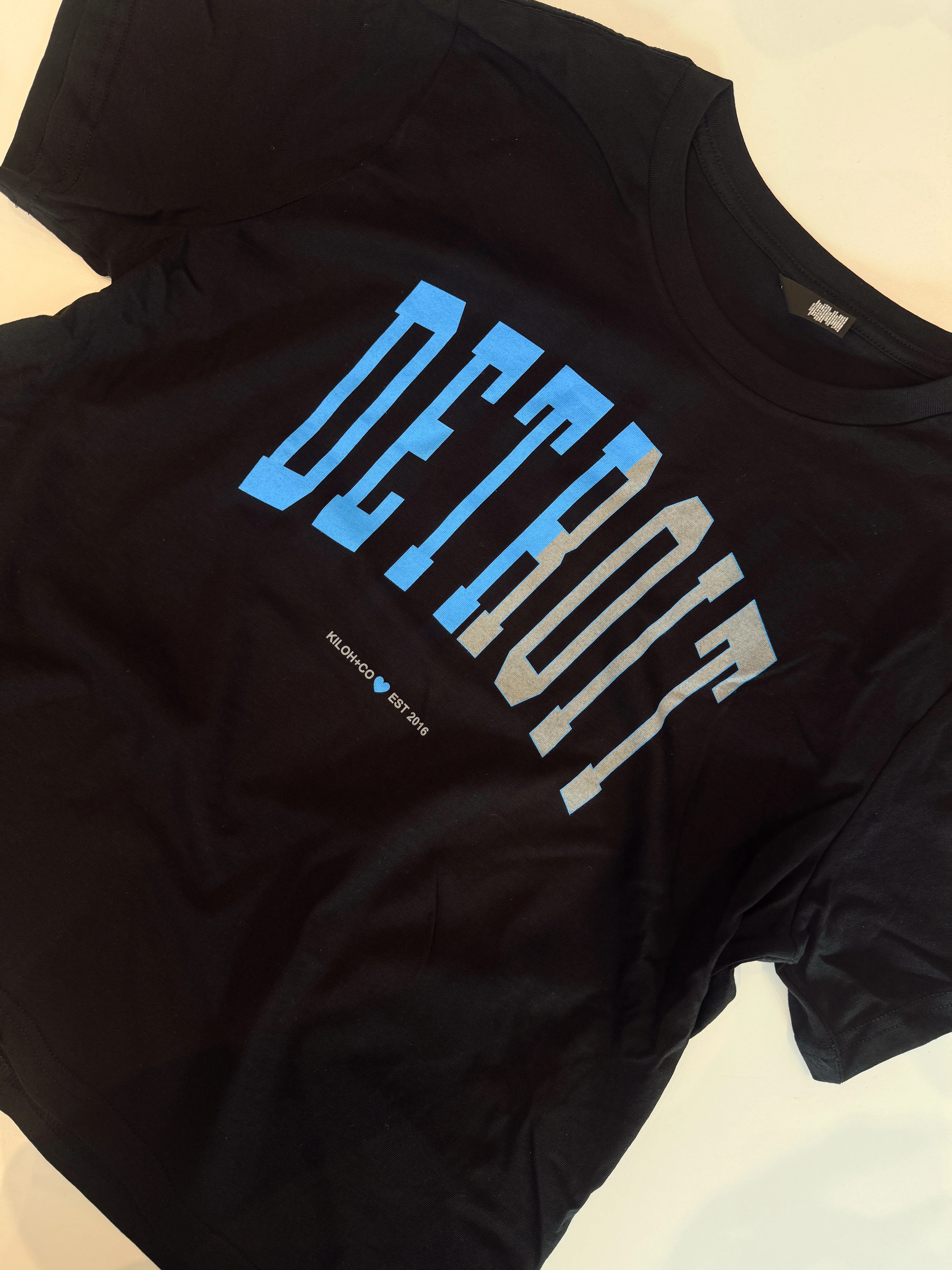 Detroit Black with Blue and Gray Mini Split Tee | Kiloh + Co.