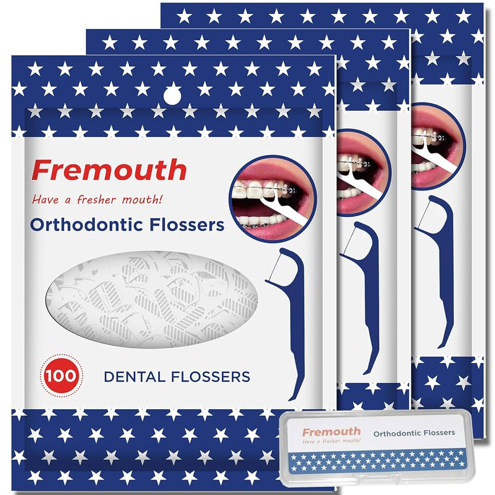 Orthodontic Flossers for Braces - Ortho Dental Floss Picks, 100 Count (Pack of 3), with a Travel ... | Amazon (US)