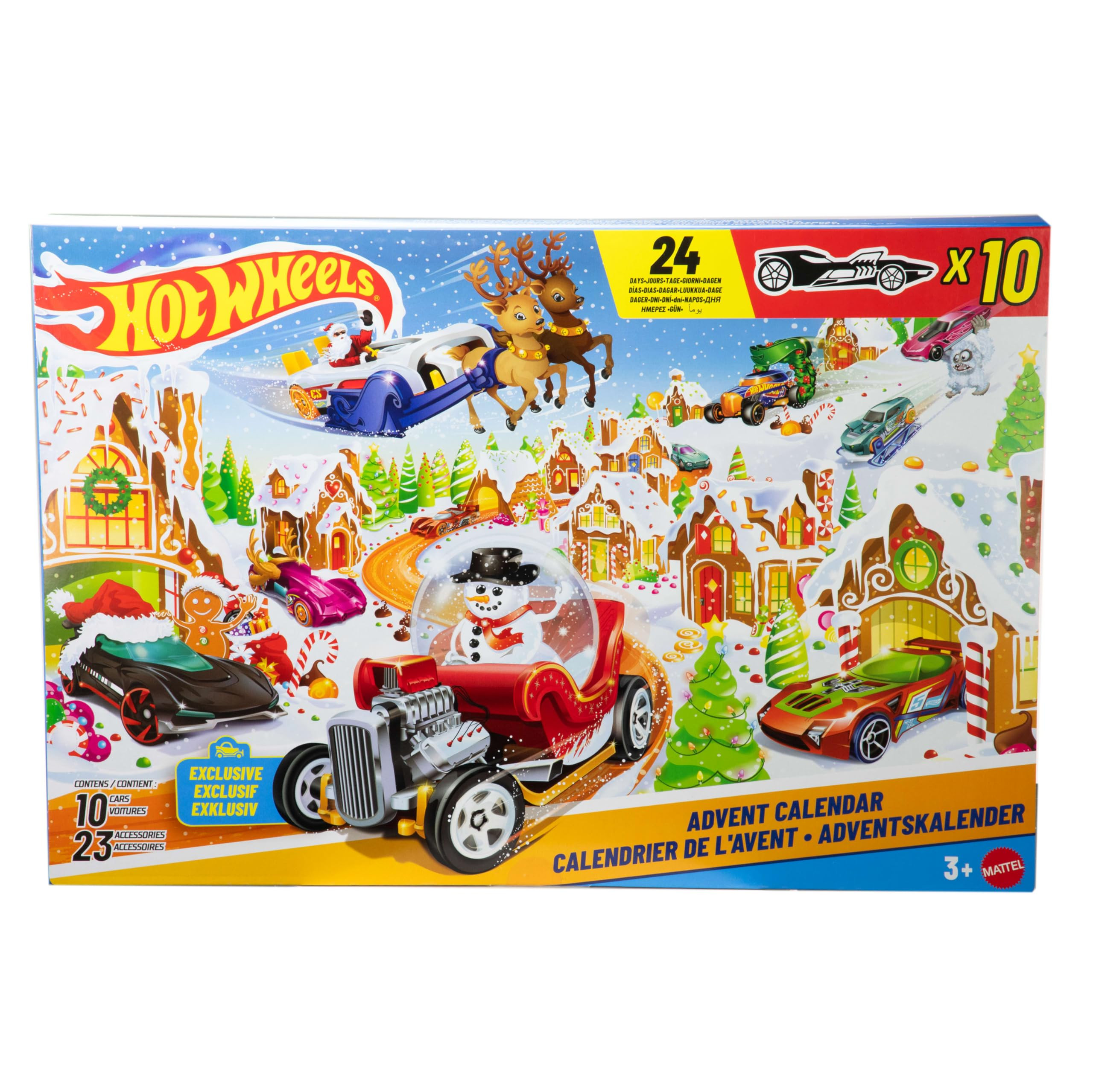 Hot Wheels Toy Cars & Playset, 2025 Advent Calendar with 10 Vehicles in 1:64 Scale, 10 Ornament C... | Amazon (US)