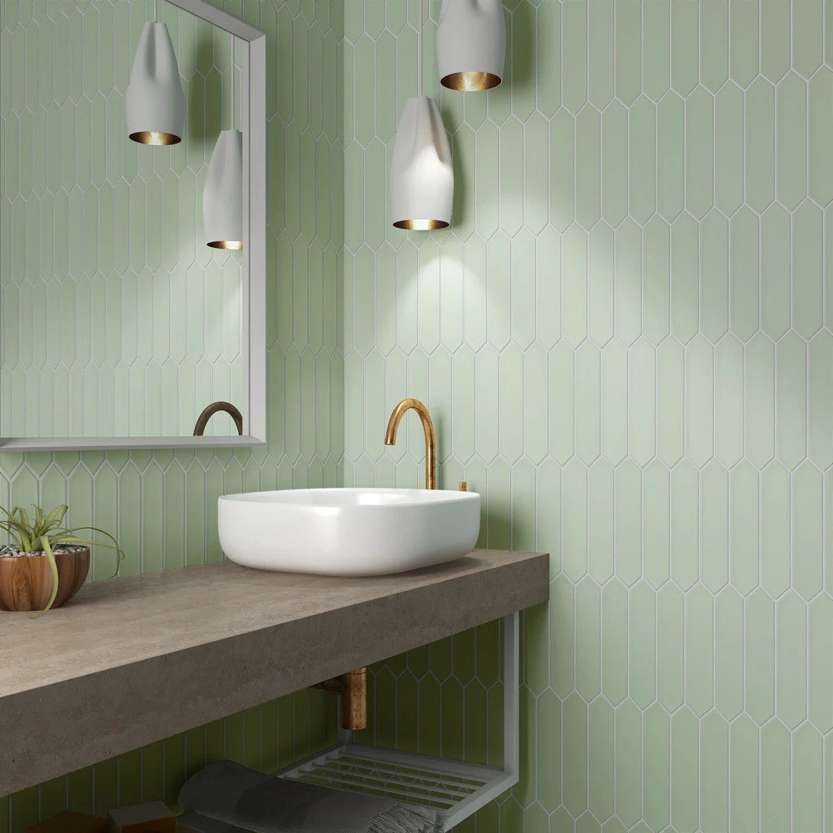 Palisades Mint Picket Ceramic Tile | Tile Club