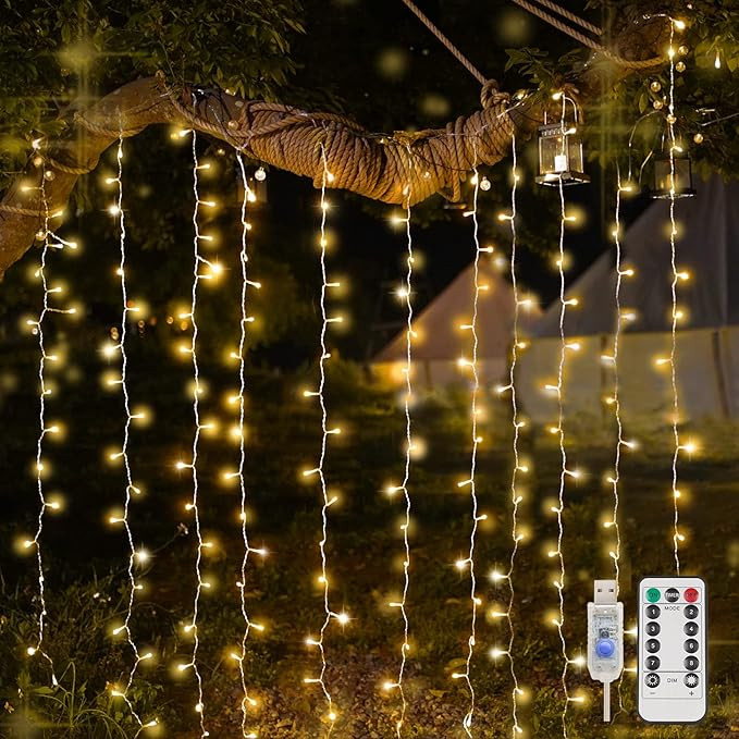 suddus Curtain Lights for Bedroom, 200 Led Hanging String Lights Outdoor, Fairy Curtain Lights In... | Amazon (US)