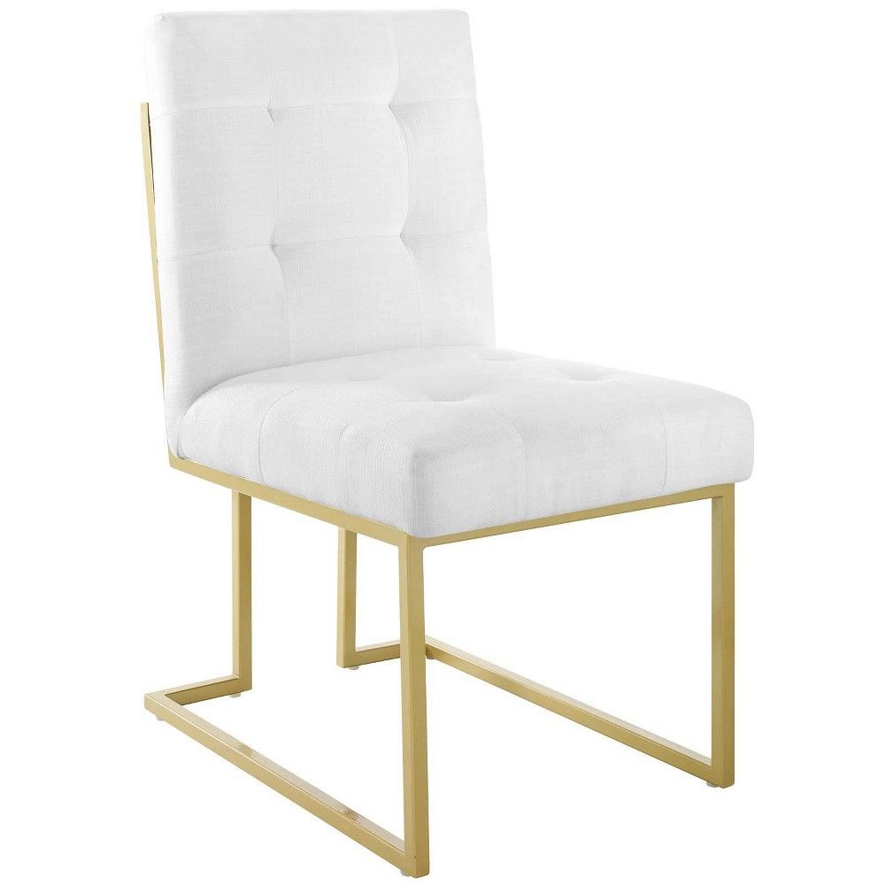 Privy Gold Stainless Steel Upholstered Fabric Dining Accent Chair Gold/White - Modway | Target