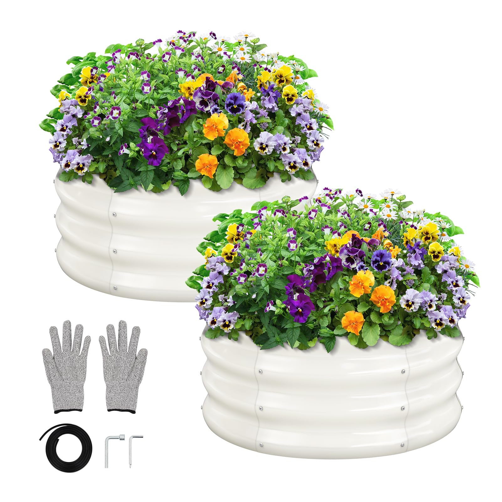 GreatBuddy 2x2x1 ft Round Galvanized Raised Garden Bed, Easy-Assembly Raised Bed with Anti-Cut Gl... | Amazon (US)