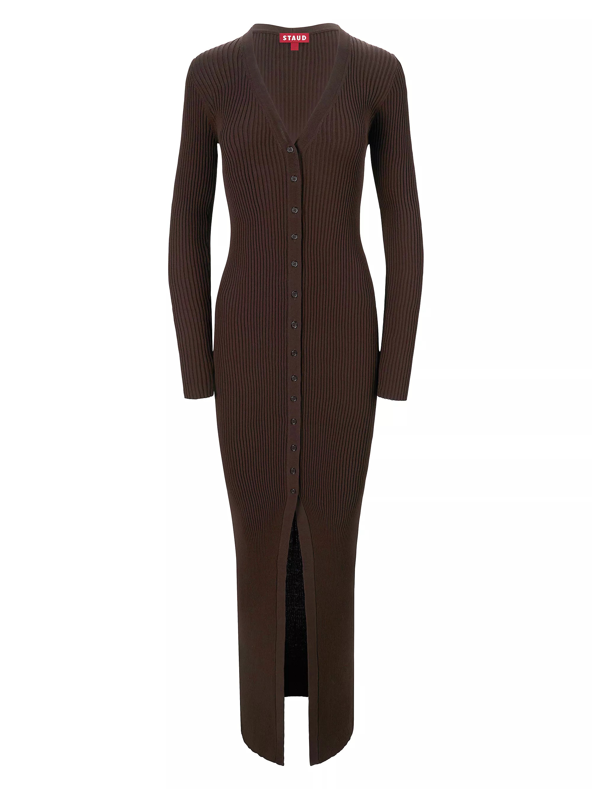 Staud Shoko Rib-Knit Long-Sleeve Maxi Dress | Saks Fifth Avenue | Saks Fifth Avenue