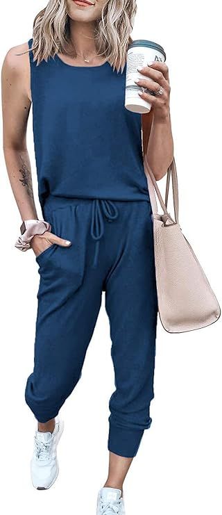 PRETTYGARDEN Women's Two Piece Outfit Sleeveless Crewneck Tops with Sweatpants Active Tracksuit L... | Amazon (US)