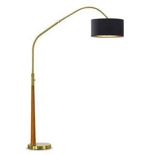 HomeGlam 81 in. Brushed Brass 1-Light Dimmable LED Arc Floor Lamp for Living Room with Black /Gol... | The Home Depot