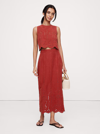 Tencel™-Linen Eyelet Maxi Skirt | Banana Republic (US)