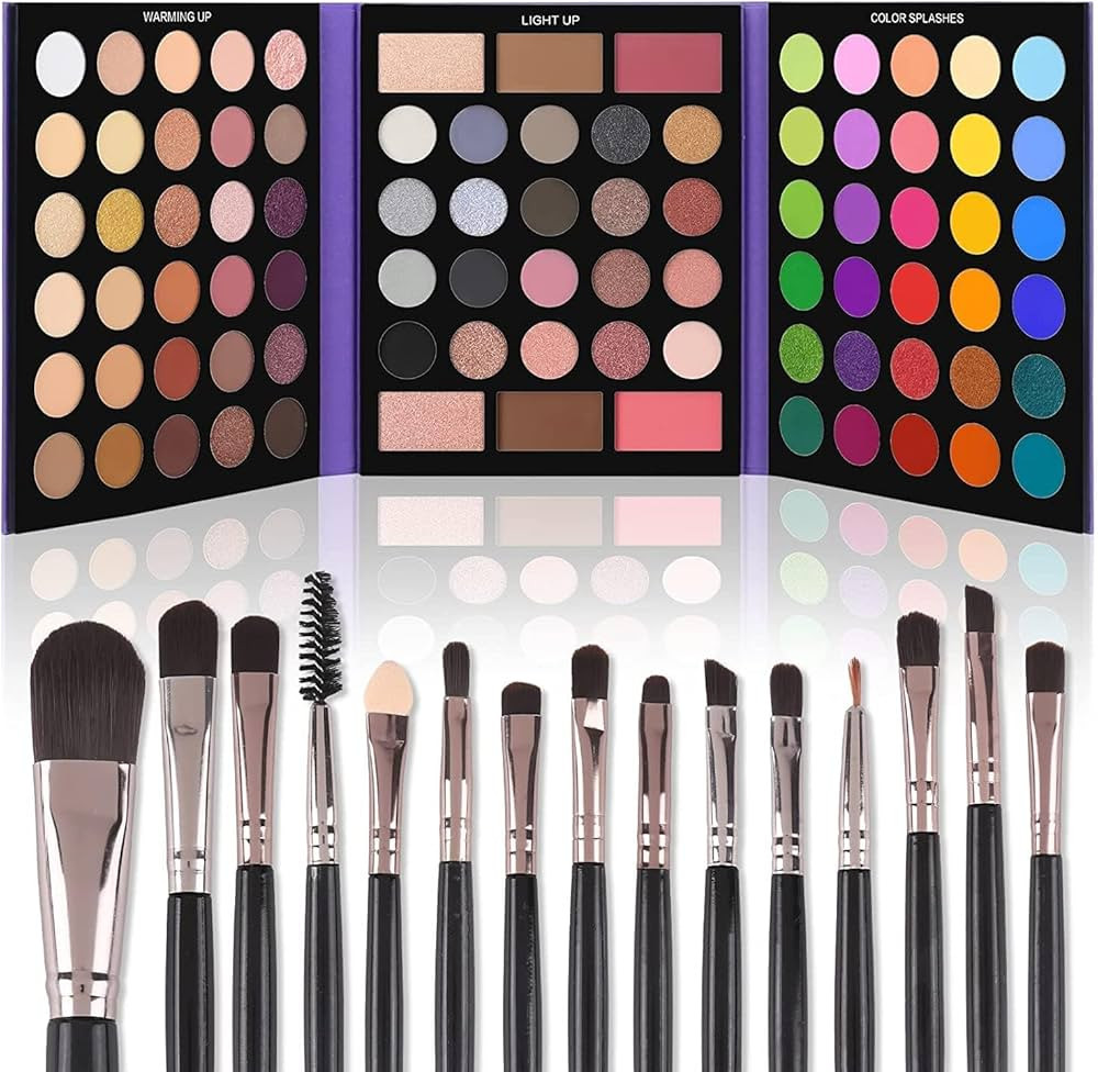 UCANBE Eyeshadow Palette with 15Pcs Brushes Makeup Set, Pigmented 86 Colors Make Up Sets Valentin... | Amazon (US)