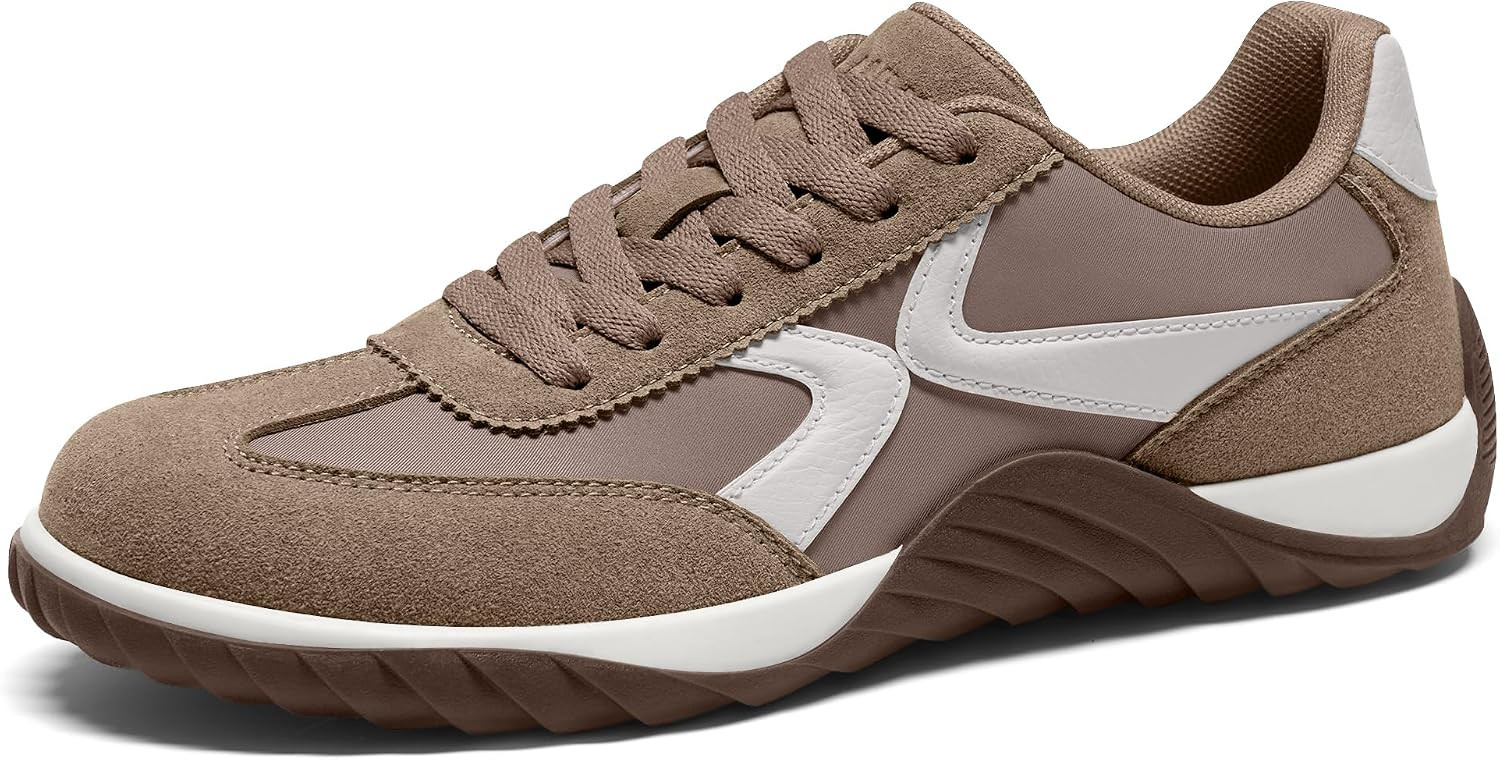 Women’s Retro Fashion Sneakers, Low Profile Lace-Up Casual Shoes with Suede Panels, Vintage T-Toe Sneakers for Everyday Streetwear | Amazon (US)