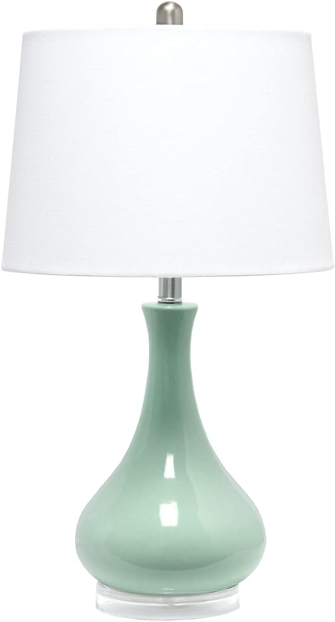 Elegant Designs LT3312-AQU Ceramic Genie Tear Drop Shaped Glossy Table Lamp, Aqua | Amazon (US)
