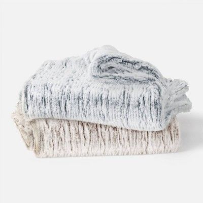 Tipped Snow Leopard Faux Fur Throw Blanket with Sherpa Reverse - Threshold™ | Target