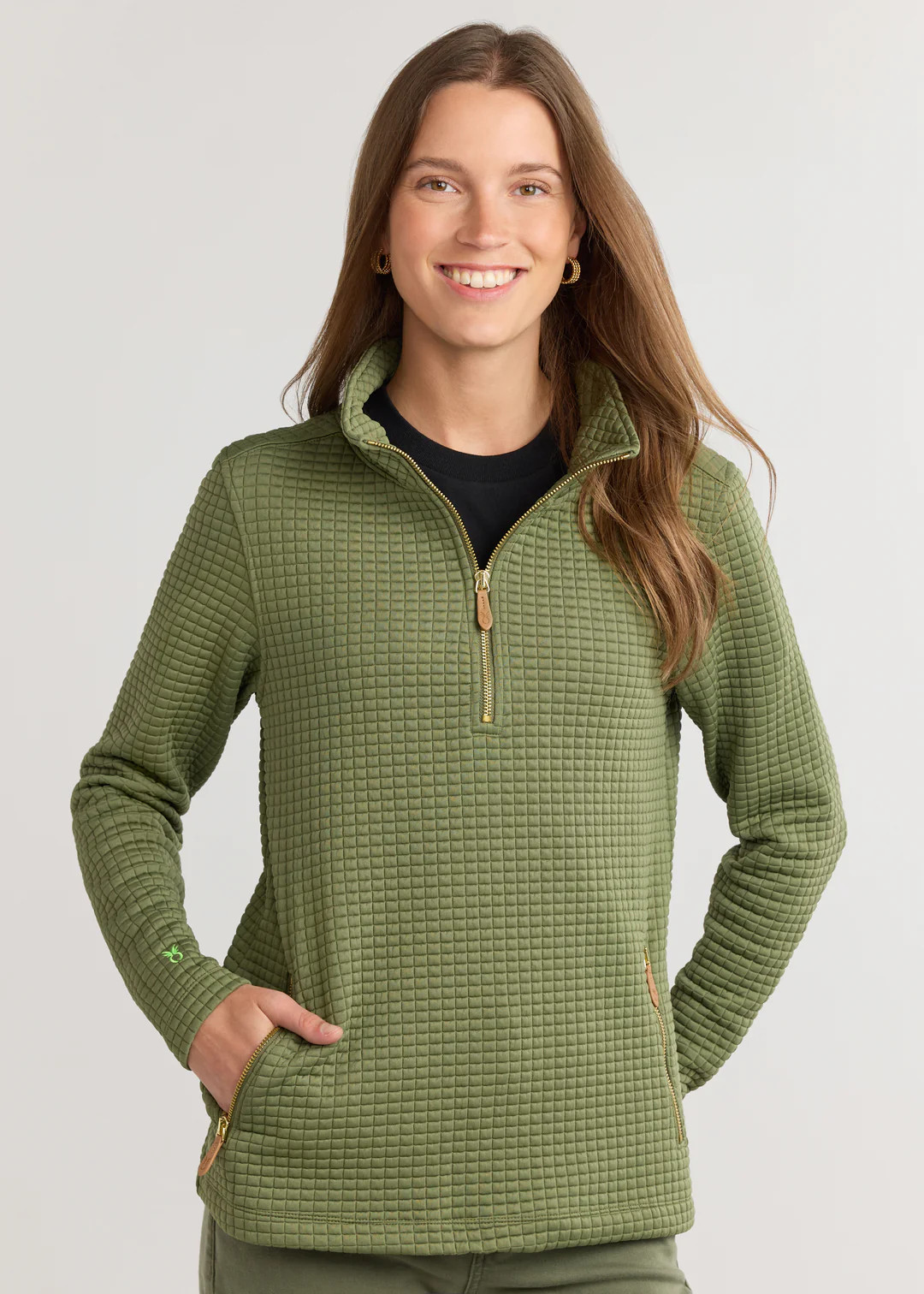 Smith Point Pullover in Waffle (Army Green) | Dudley Stephens