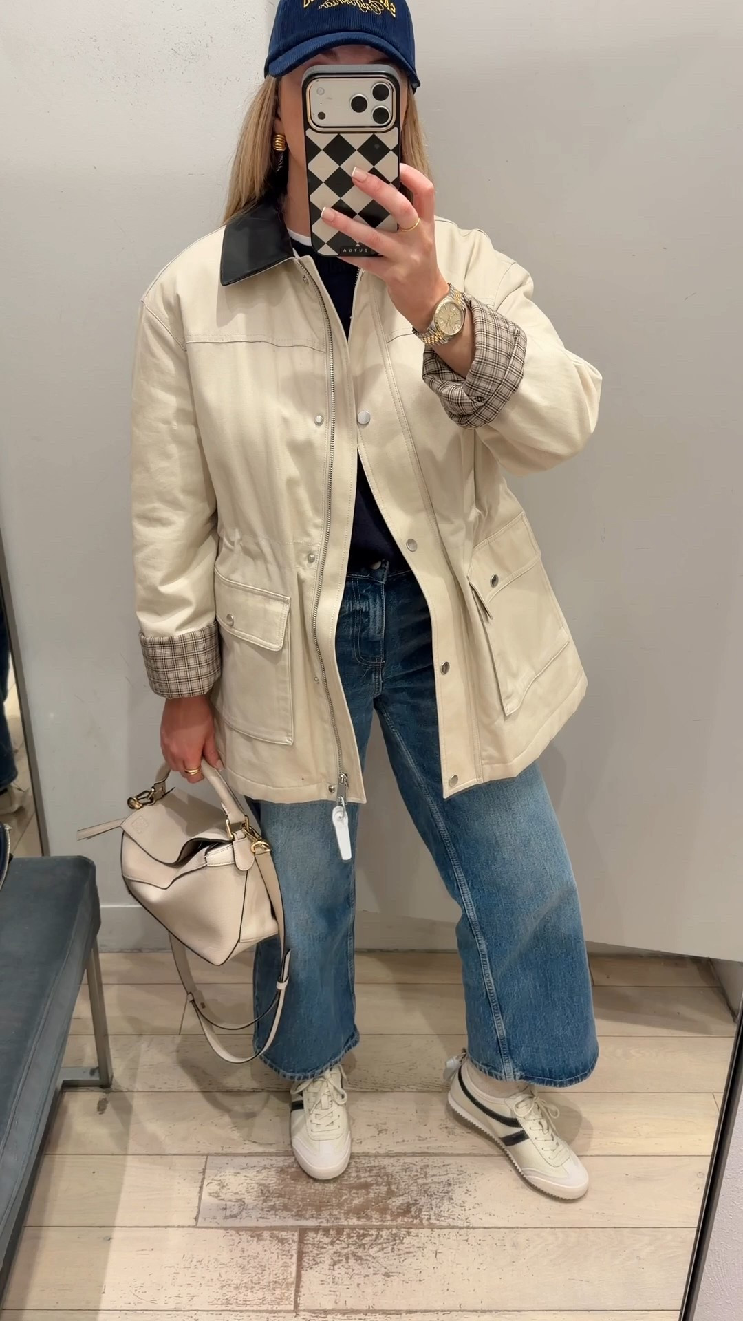 Padded barn jacket: size small
Jeans: size 6
Trainers: true to size 

#LTKFashionMonth #LTKjeans #LTKspring