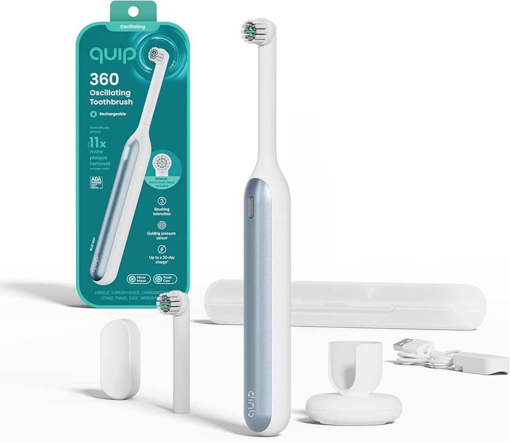 Quip 360 Oscillating Rechargeable Electric Toothbrush with Extra Brush Head - Soft Bristles, Pres... | Amazon (US)