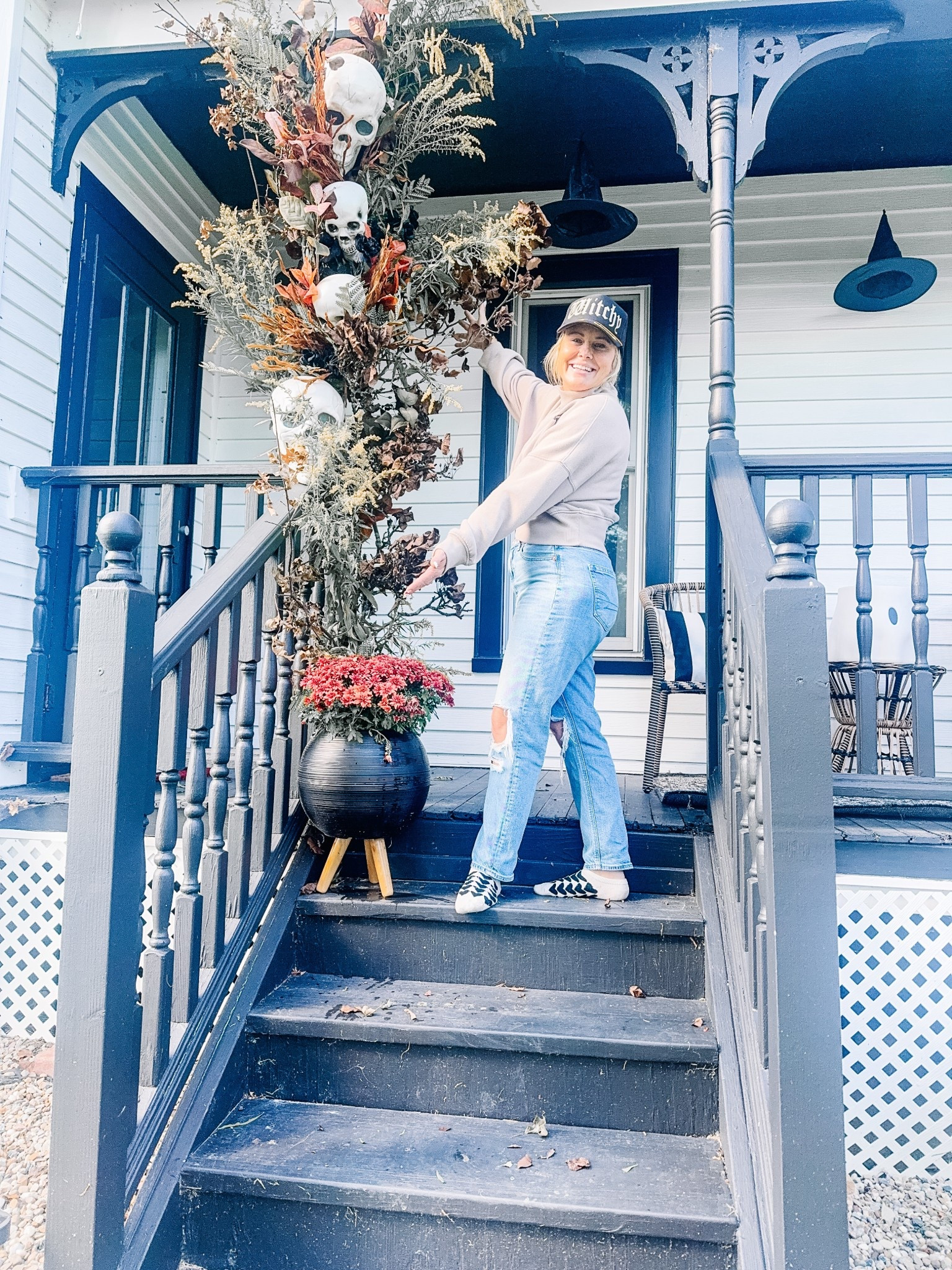 Front porch fall decor!
I used random twigs from outside, faux floral picks and these skulls! Tied with lots of twigs. See full tutorial on IG @nichenn_oh #porchdecor #fallporch 

#LTKSeasonal #LTKHome