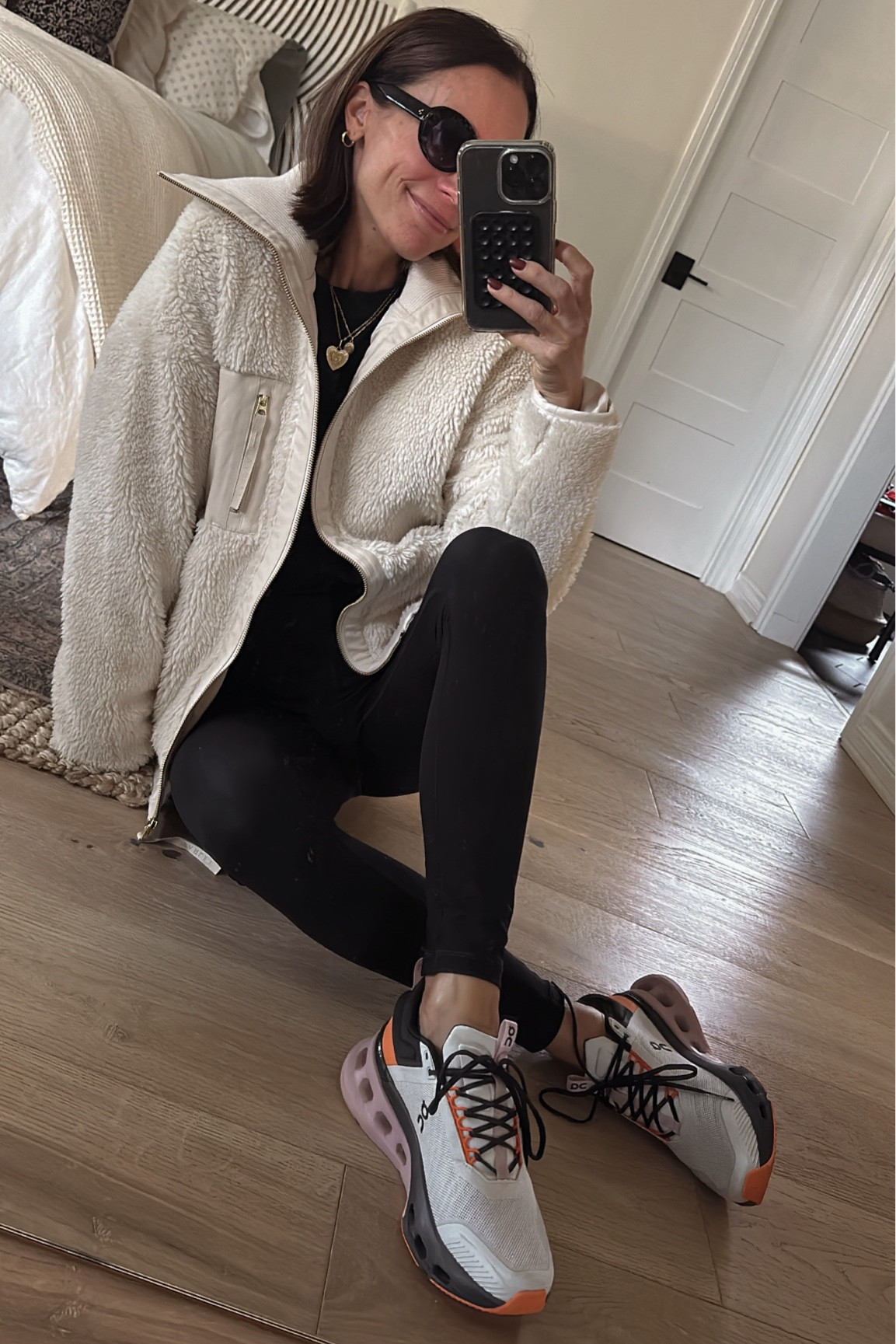 Soccer Saturday and Sunday morning errands 
Fleece is tts with a loose fit (xxs)
Shoes- tts for athletic shoes- so whatever you typically wear in athletic shoes is good for these 

#LTKOver40