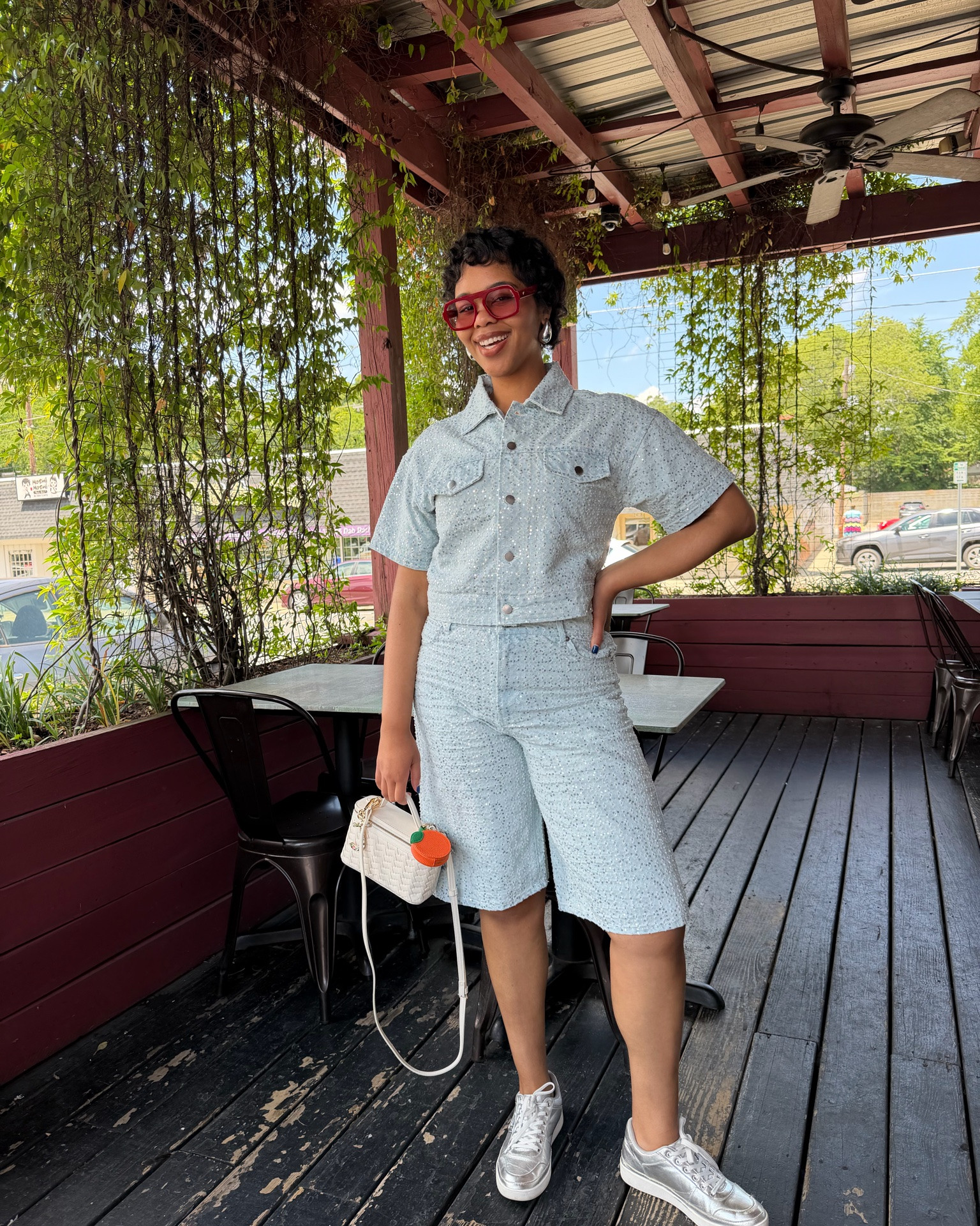 a summer outfit with repeating 🤍💙 @Macys bar iii (jacket, M; shorts size 12) tagged below! 

size reference: 5’9, size 10/12

#LTKootd #LTKMidsize #LTKTravel