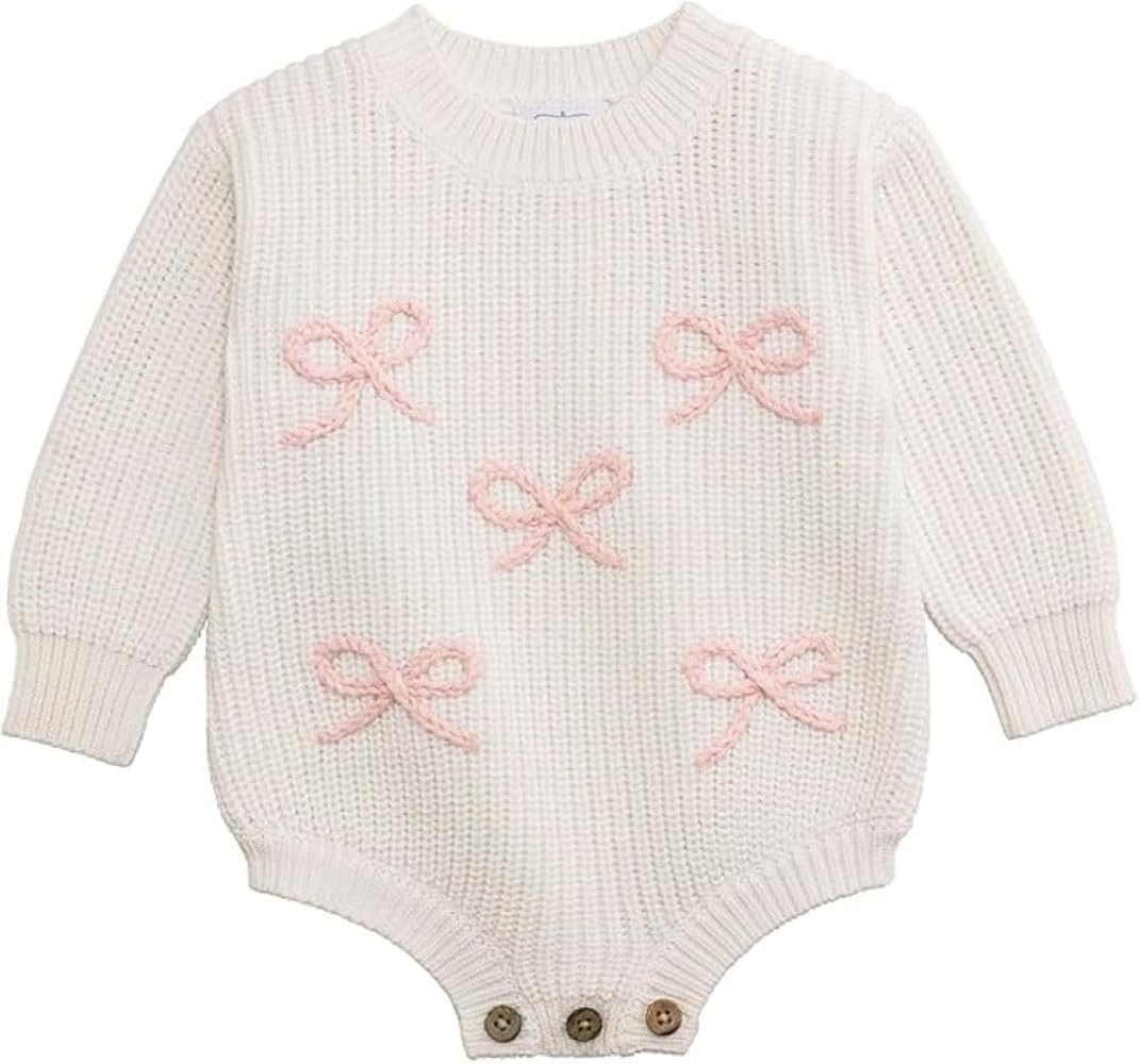 Mud Pie Baby Girls' Mud Pie Baby Girl Bow Chainstitch Sweater Bubble | Amazon (US)