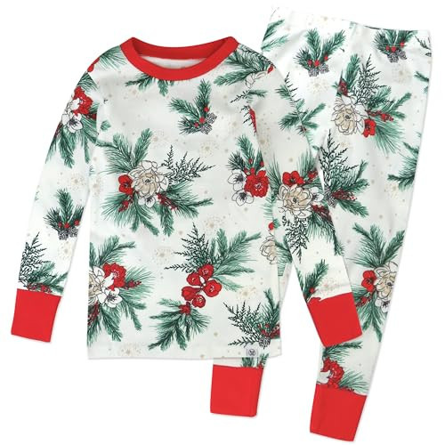 HonestBaby Holiday 2-Piece Pajamas Sleepwear PJs 100% Organic Cotton for Baby, Toddler, Kids, Emerald Floral, 18 Months | Amazon (US)