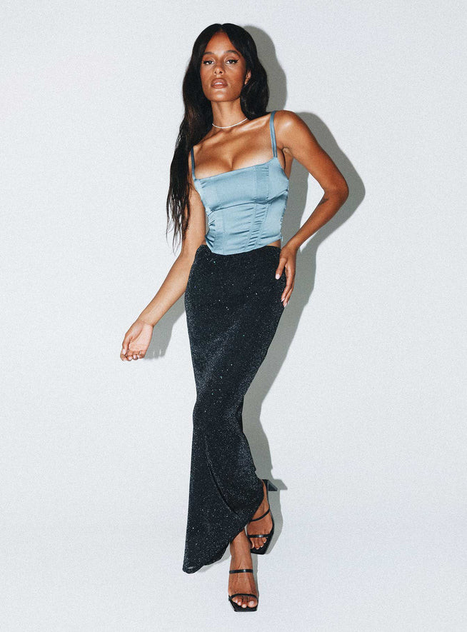 Harriette Maxi Skirt Black Lurex | Princess Polly US