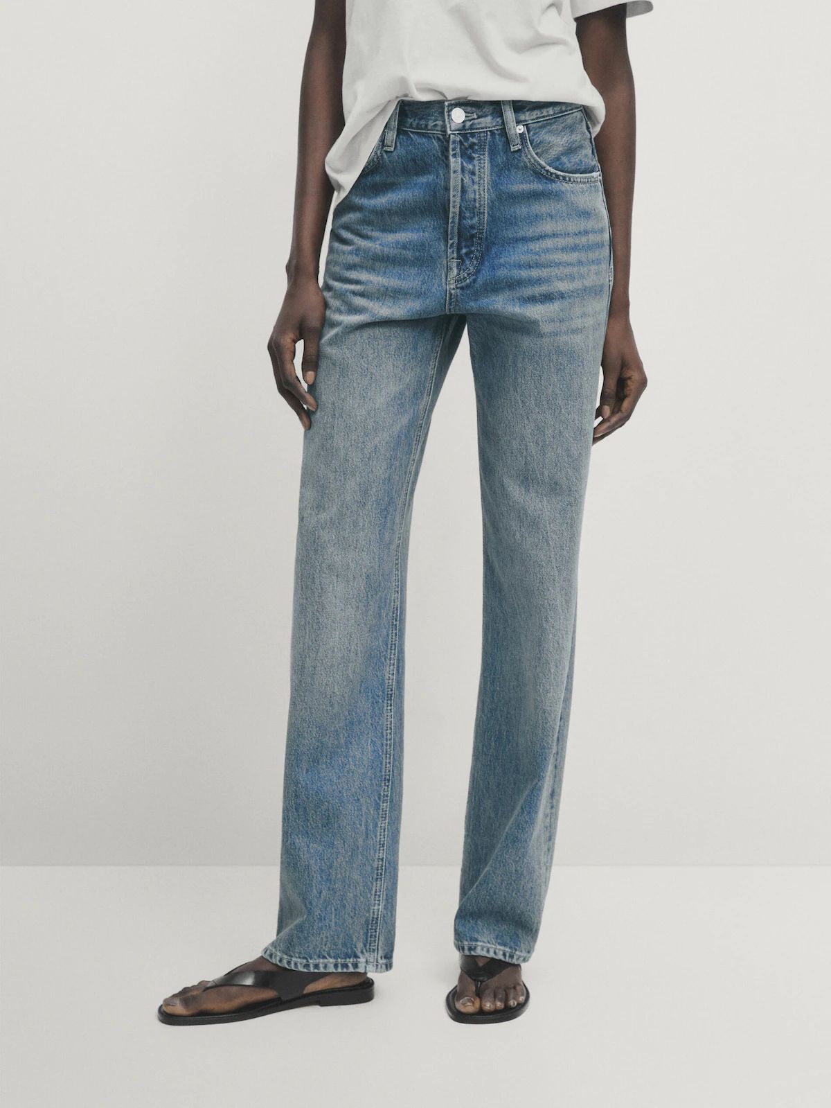 Straight-Fit-Jeans mit hohem Bund | Massimo Dutti DE