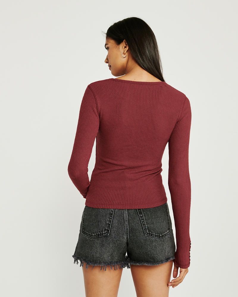 Long-Sleeve Slim Ribbed Tee | Abercrombie & Fitch US & UK