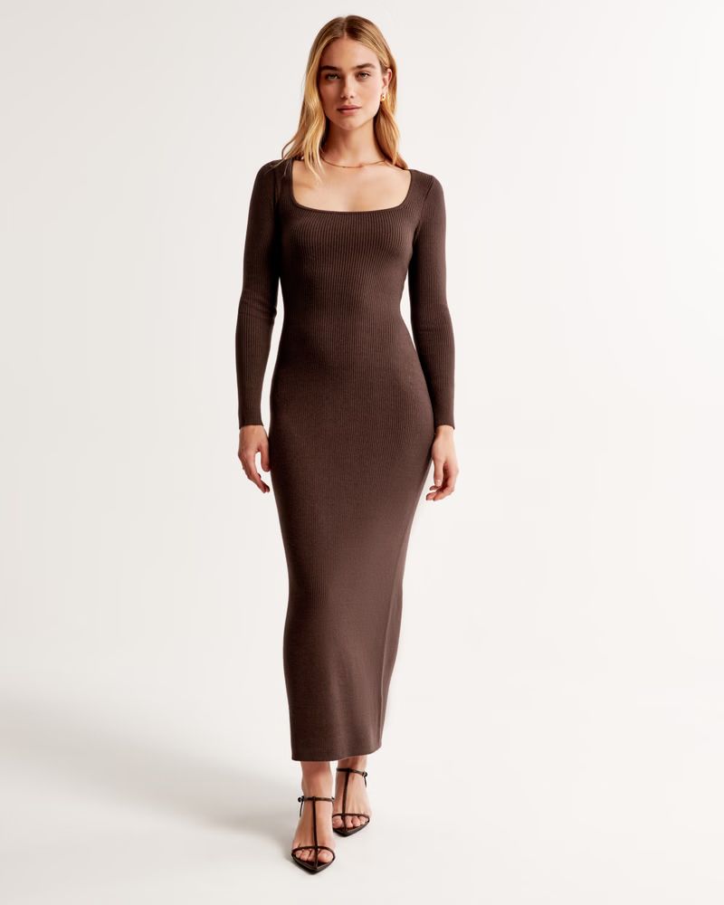 Women's Long-Sleeve Squareneck Maxi Sweater Dress | Women's Dresses & Jumpsuits | Abercrombie.com | Abercrombie & Fitch (US)