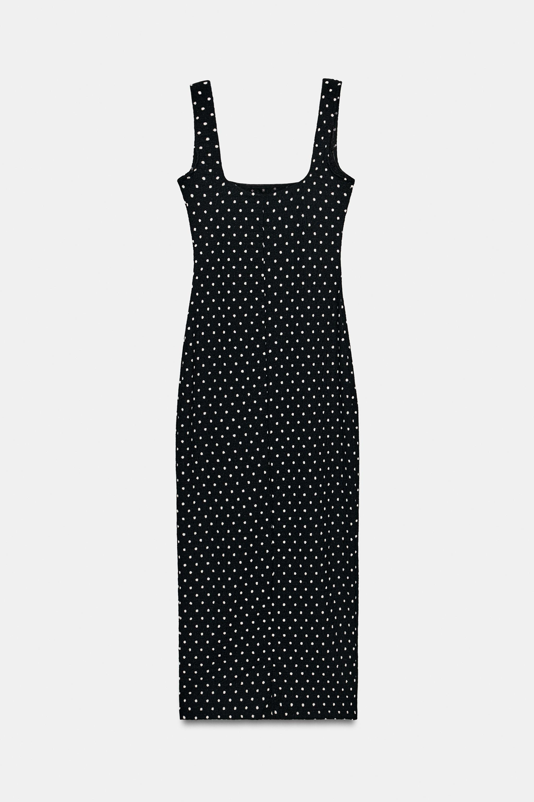 TEXTURED POLKA DOT MIDI DRESS | Zara US