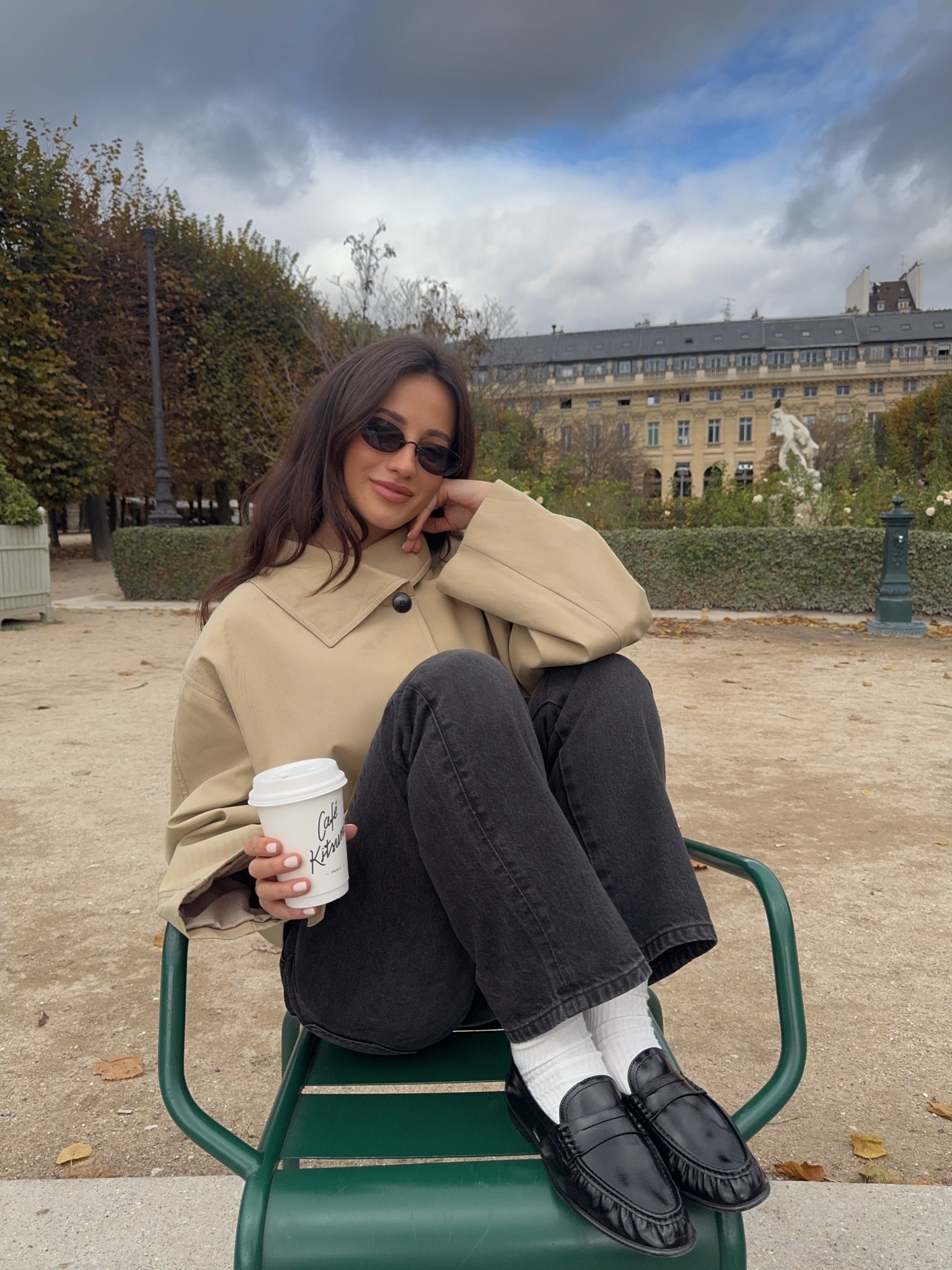 Outfit 

Trench - M/L
Jeans - UK 8
Loafers - true to size 

Trench, black jeans, loafers 