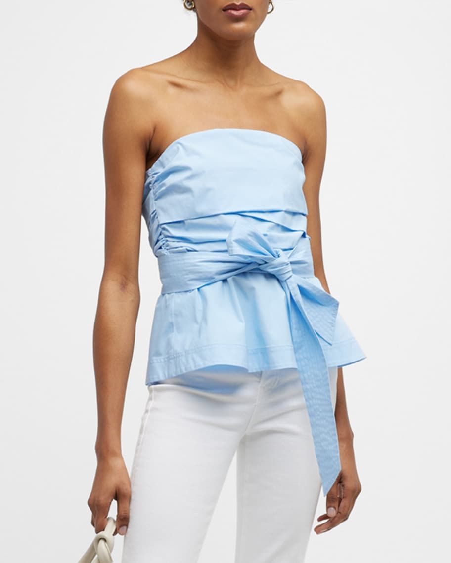 Veronica Beard Jolene Strapless Peplum Top | Neiman Marcus