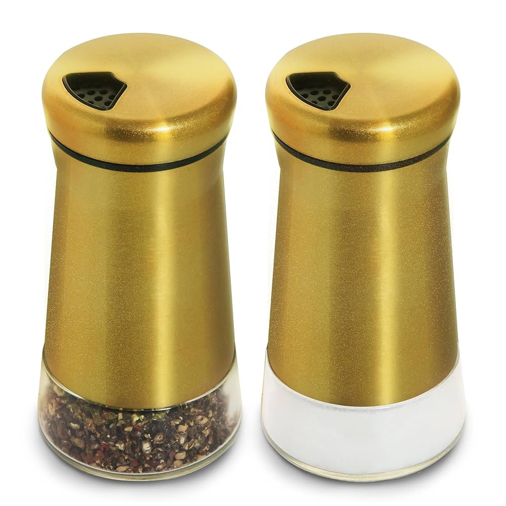 Stainless Steel Salt and Pepper Shakers,Salt Shaker Clear Bottom Jar Bottle Container with Stainl... | Amazon (US)