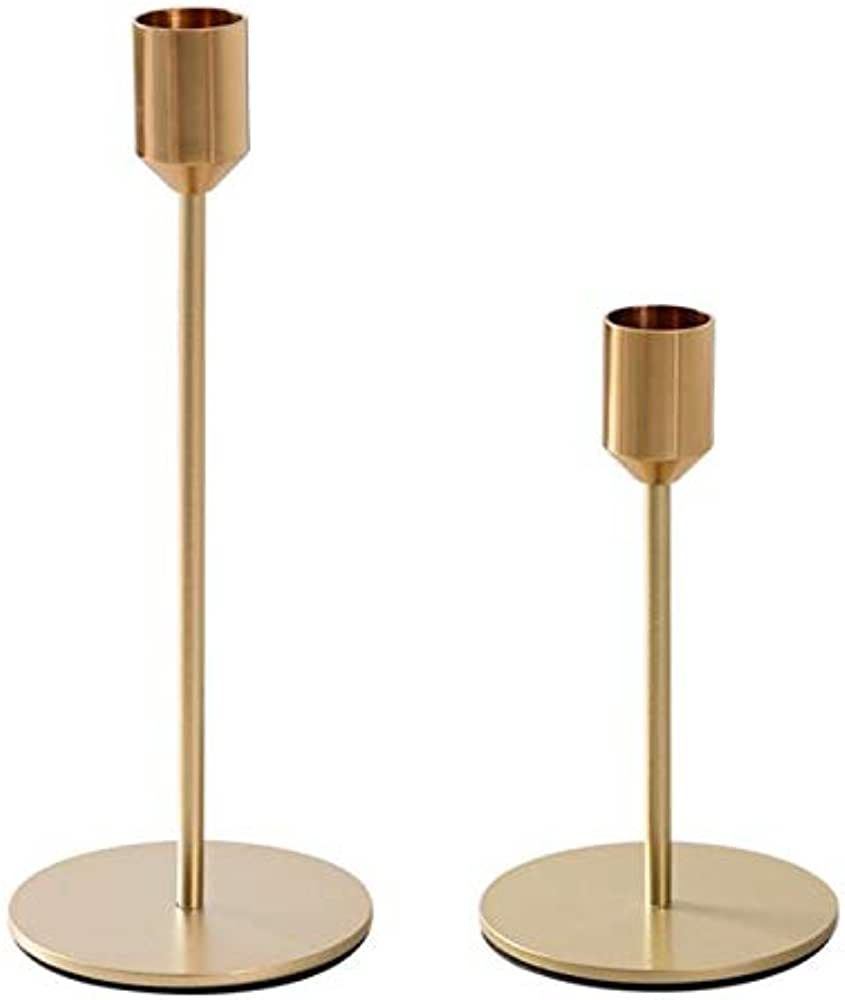 BWRMHME New Modern Metal Gold Candlestick Holders Wedding Decoration Skinny Tapered Candlestick H... | Amazon (US)