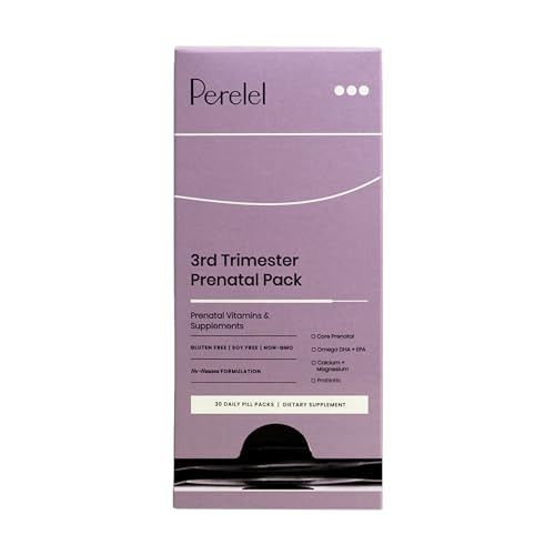 Perelel 3rd Trimester Prenatal Pack - Daily Pregnancy Vitamins - Probiotics, Prenatal Vitamins + Omega 3 DHA Supplements for Women - Soy-Free, Non-GMO Women's Vitamins (30 Pill Packs) | Amazon (US)