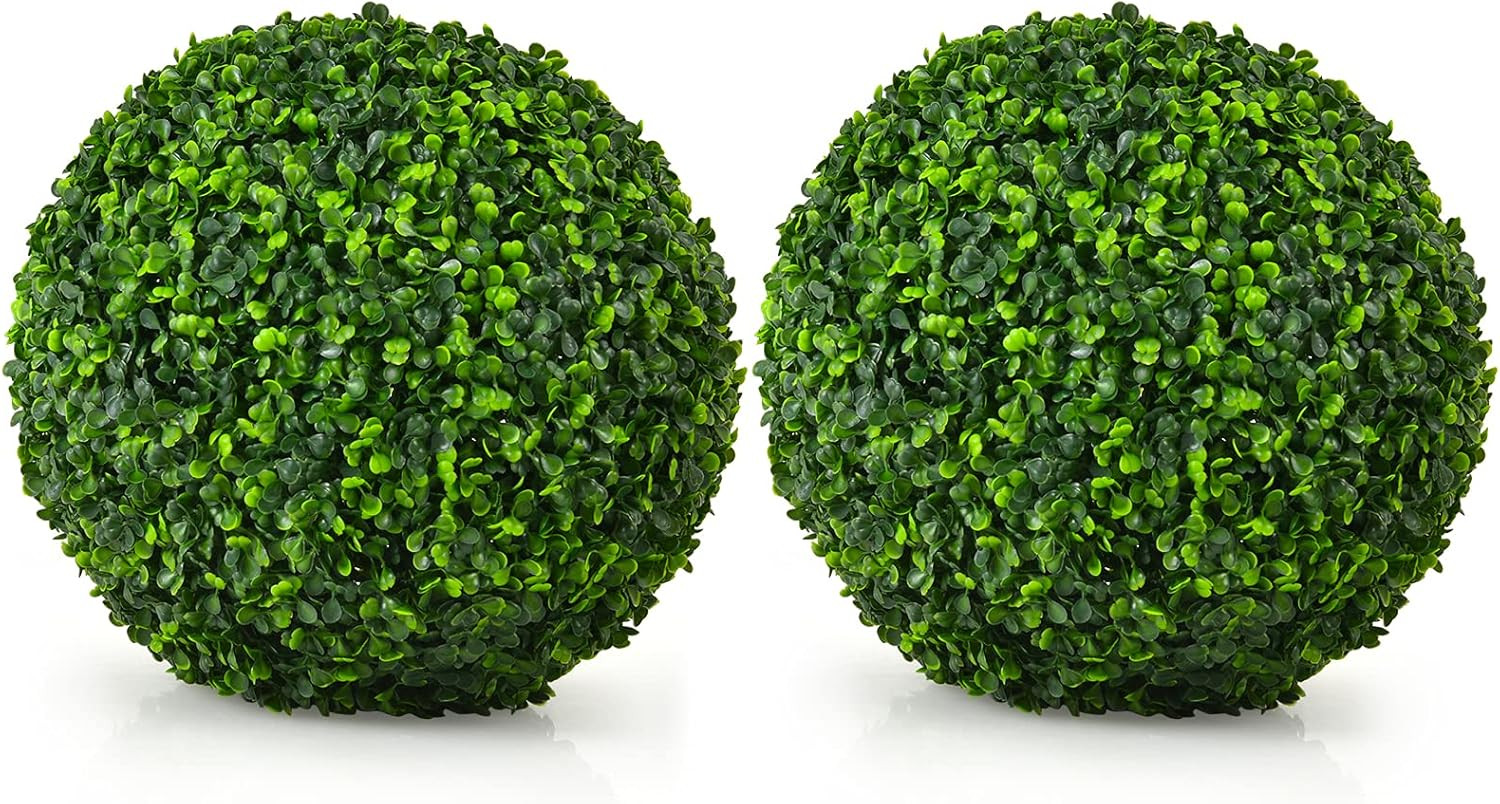 Goplus 2 PCS 15.7 Inch Artificial Plant Topiary Ball, Round Faux Boxwood Balls Outdoor, Garden Sp... | Amazon (US)
