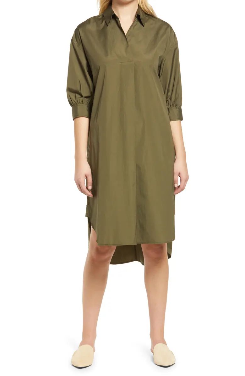 Oversize Three-Quarter Sleeve Shirtdress | Nordstrom
