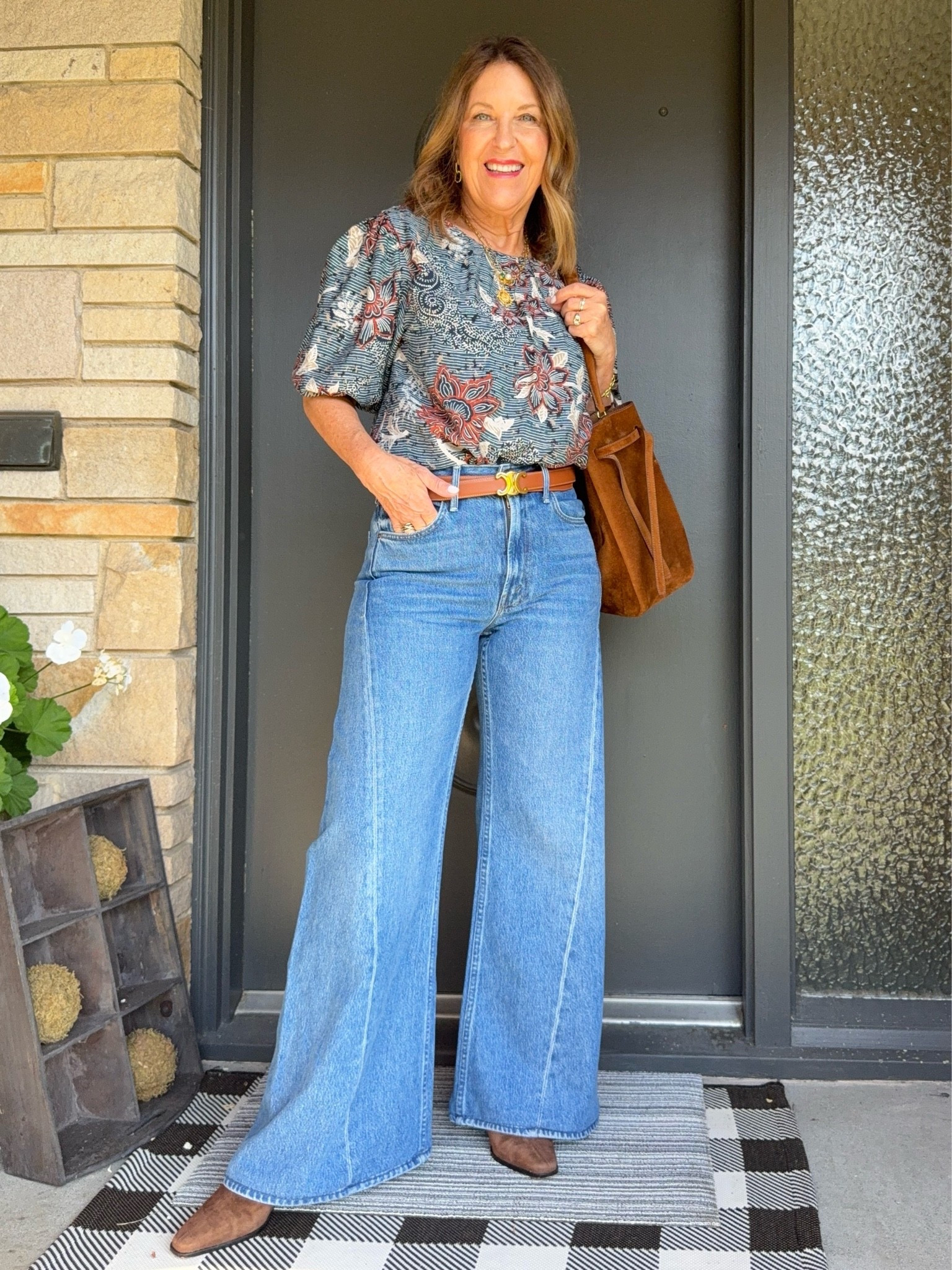 I'm getting ready for fall, including my outfit and how I want to decorate my porches (I have 3)! 

Love my fall top. It fits TTS, and I'm wearing a size XS. 
I love my jeans even more, and I've received so many compliments.  If between sizes, go down.  I'm wearing a regular size 25. Jeans available in regular & petite sizes.

#LTKOver40 #LTKootd #LTKSeasonal