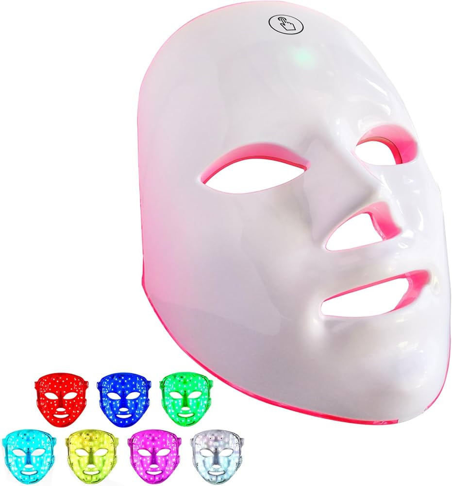 Red Light Therapy Mask for Face, Blue Red LED Light Therapy Device, 7+1 Colors LED Facial Skin Ca... | Amazon (US)