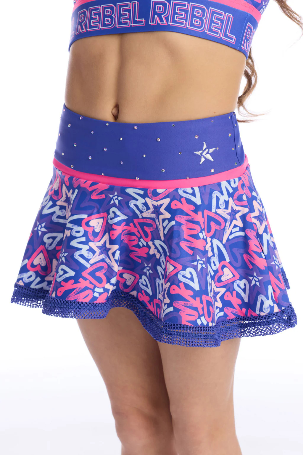 Macy Mesh Overlay Skirt in Rebel Love | Rebel Athletic