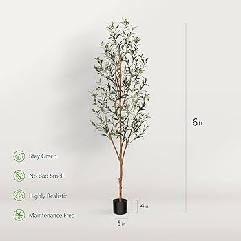 Kazeila Artificial Olive Tree 6FT Tall Faux Silk Plant for Home Office Decor Indoor Fake Potted T... | Amazon (US)