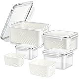 Amazon.com: Redrubbit Fridge Food Storage Containers Bins Produce Saver with Vented Lids, Stackab... | Amazon (US)