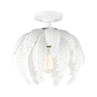 Livex Lighting Acanthus 1 Light Antique White Semi Flush Mount 46231-60 - The Home Depot | The Home Depot