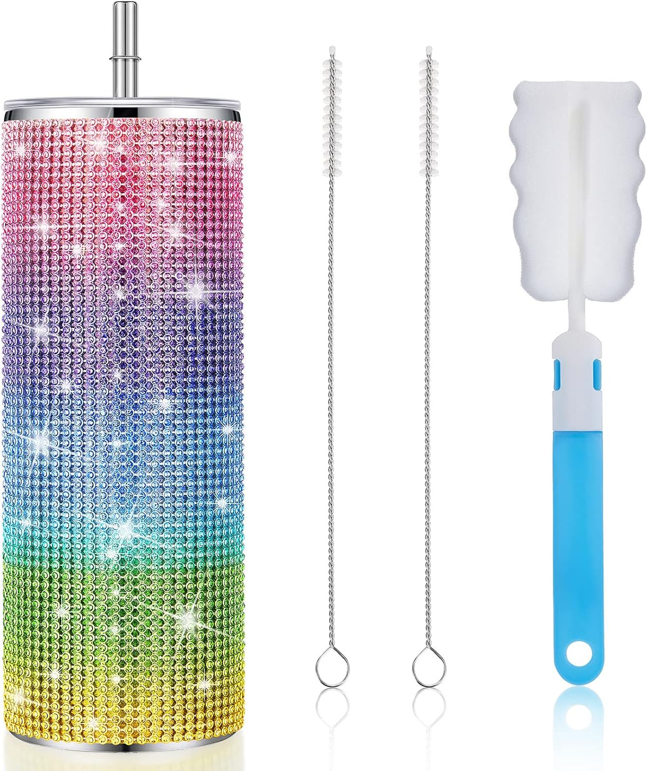 Tessco Bling Cups Rhinestones Tumbler with Straw Glitter Water Bottle Stainless Steel Straw Tumbl... | Amazon (US)