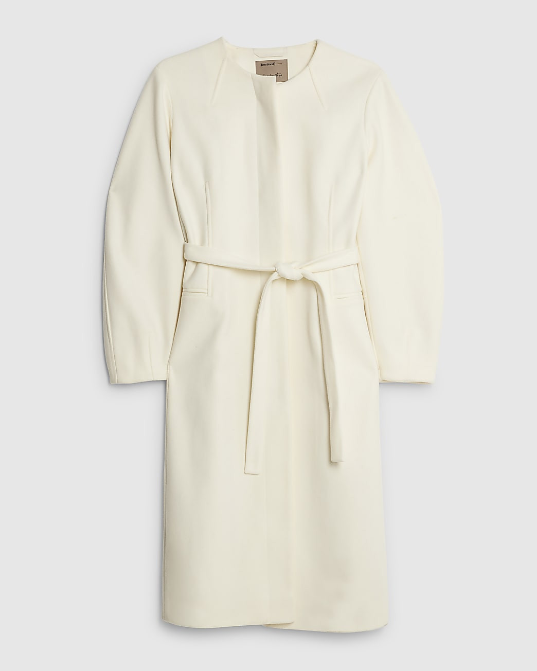 Cream Longline Belted Coat | River Island UK & IE